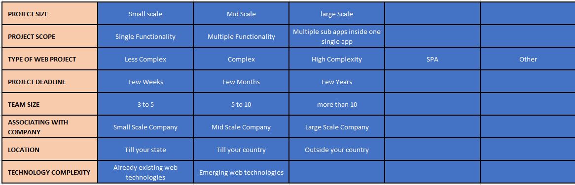 parameters determining how much it cost to hire web developer 